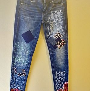 Patched, Painted and Bedazzled with Buttons Jeans